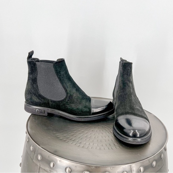 Black Nursace Suede Booties - Picture 1 of 9